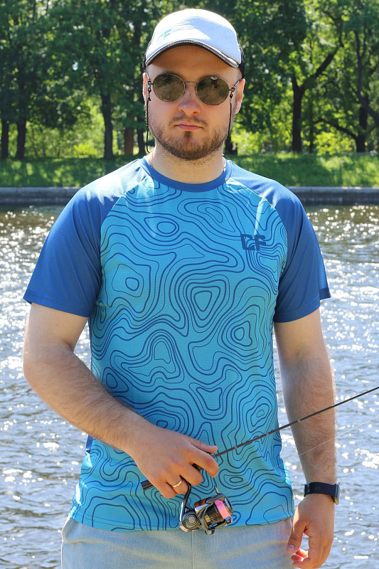 Футболка CF Maps blue для рыбака и рыбалки