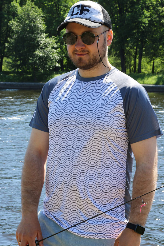 Футболка CF Wave gray  для рыбака и рыбалки