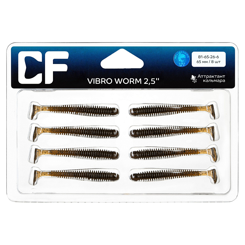 силиконовые приманки Vibro Worm 2.5'' 81-65-26-6