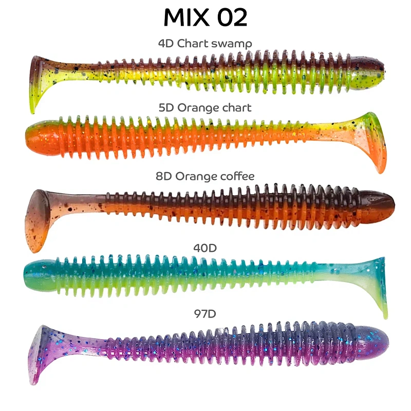 силиконовые приманки Vibro Worm 4'' 75-100-M02-6