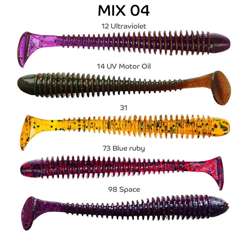 силиконовые приманки Vibro Worm 4'' 75-100-M04-6