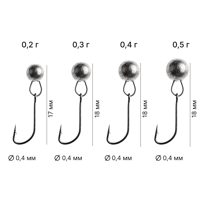 Одноухие мормышки «Шар». 0.5 г, крючок  №12, 10 шт