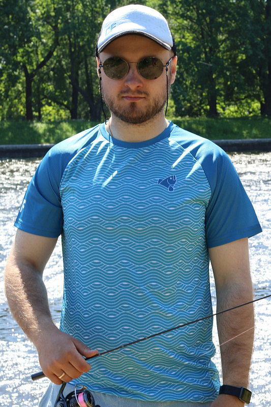 Футболка CF Wave blue для рыбака и рыбалки
