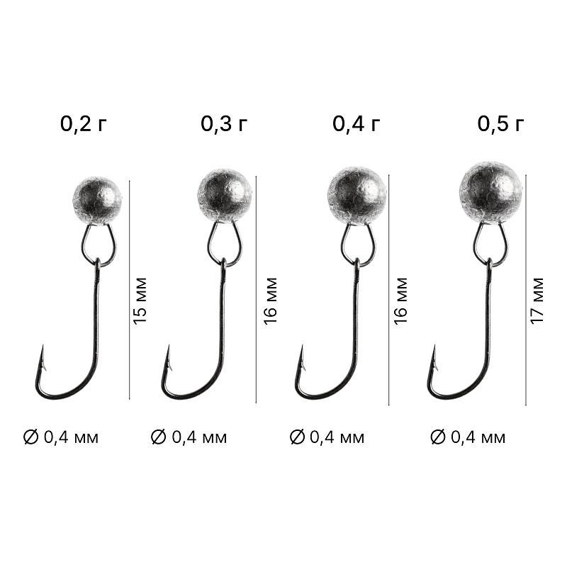 Одноухие мормышки «Шар». 0.2 г, крючок  №14, 10 шт