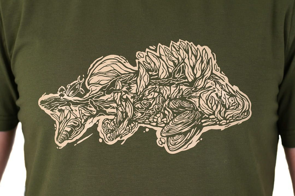 Футболка CF Relict Perch, оливковая для рыбака и рыбалки