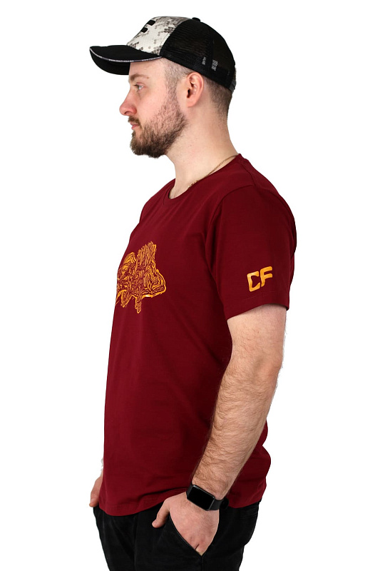 Футболка CF Relict Perch, бордовая для рыбака и рыбалки