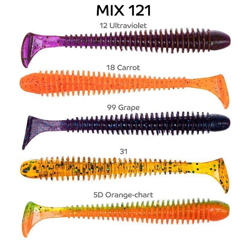 силиконовые приманки Vibro Worm 4'' 75-100-M121-6