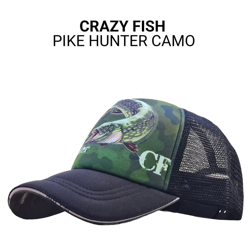 Кепка Crazy Fish Pike Hunter Camo L для рыбака и рыбалки