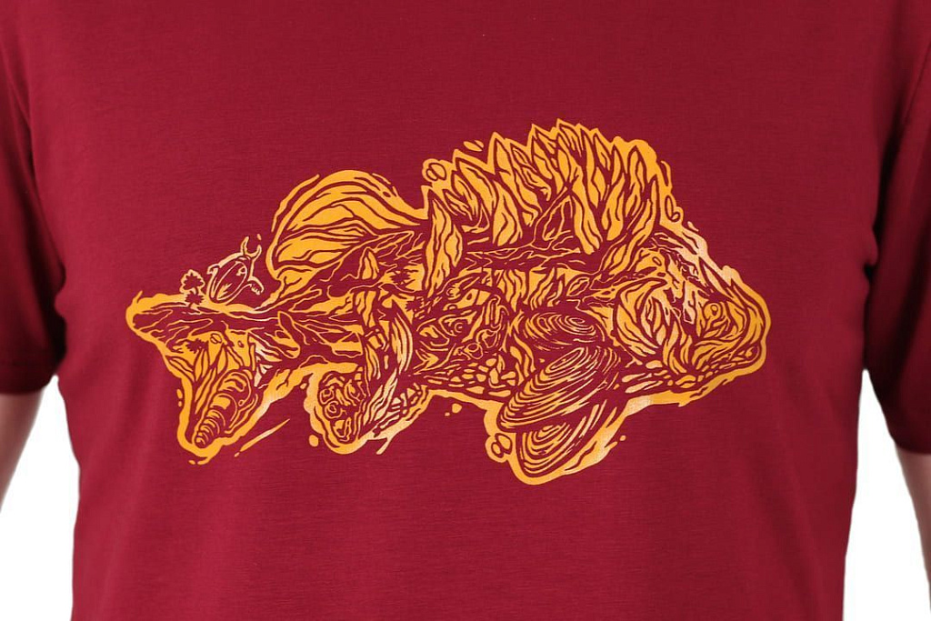 Футболка CF Relict Perch, бордовая для рыбака и рыбалки