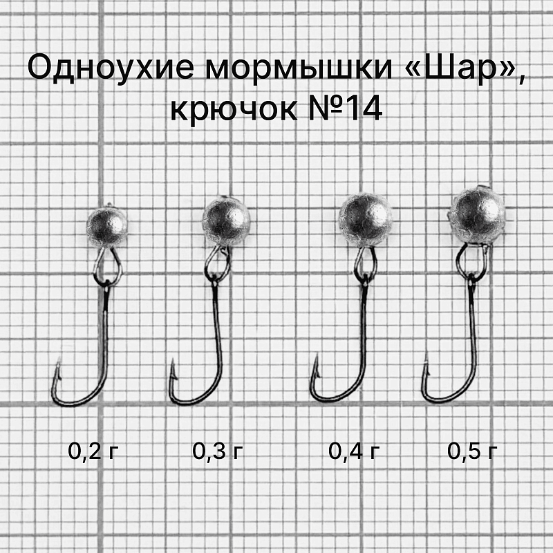 Одноухие мормышки «Шар». 0.5 г, крючок  №14, 10 шт