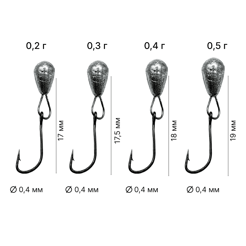 Одноухие мормышки «Капля». 0.2 г, крючок №14, 10 шт