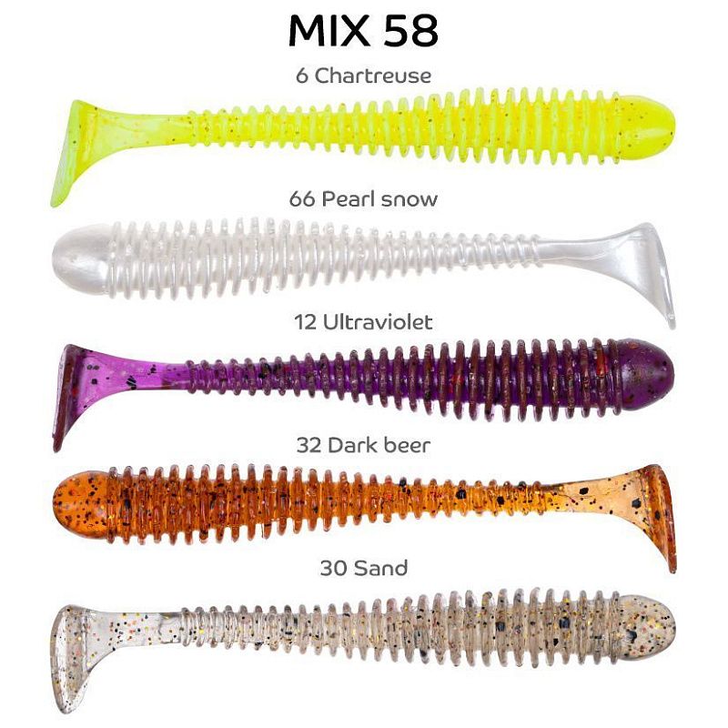 силиконовые приманки Vibro worm 3"11-75-M58-6