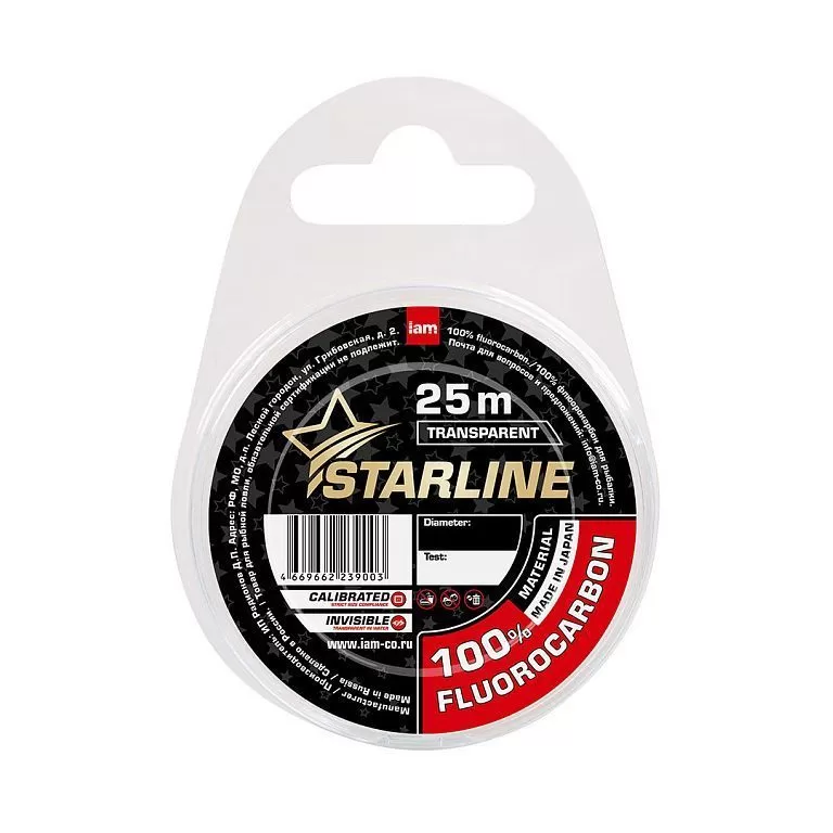 Флюорокарбон STARLINE 100% FLUOROCARBON 0.34 mm 25 m