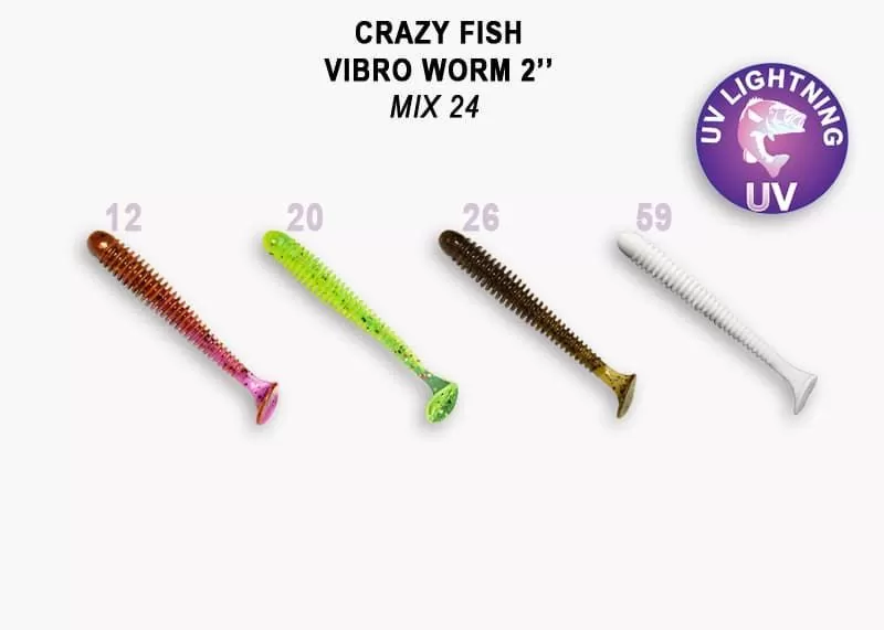 силиконовые приманки Vibro worm 2" 3-50-M24-6