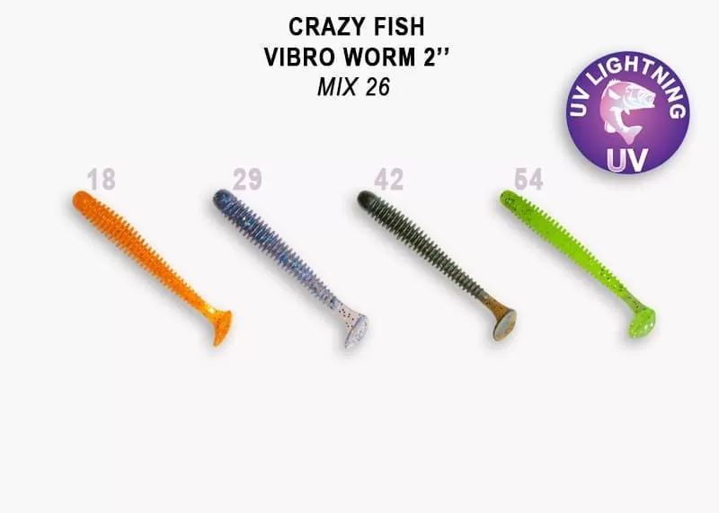силиконовые приманки Vibro worm 2" 3-50-M26-6